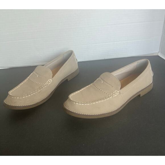 Sperry Seaport Penny Loafer Taupe Leather Slip On Preppy Driving Shoes Sz 7.5 - Picture 1 of 11